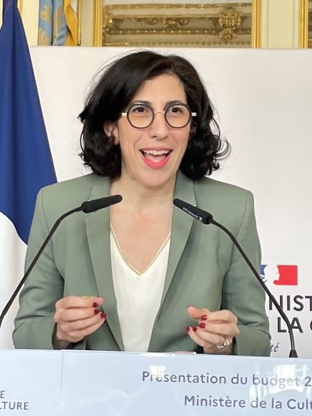 Rima Abdul Malak présentant le budget 2024 de son ministère.