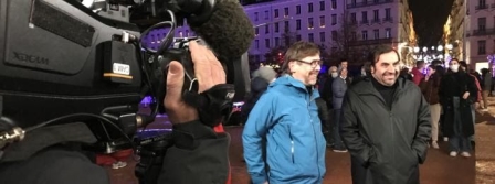 Tournage à Lyon de "La Bande originale des Lumières" avec André Manoukian.