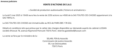 Annonce judiciaire 18 avril